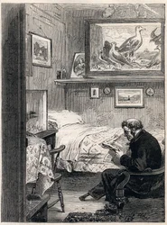Greenwich Hospital Cabin Royal Charles Ward - 1865 Engraving of a Naval Pensioner in His Retirement Quarters (Greenwich Hospital)