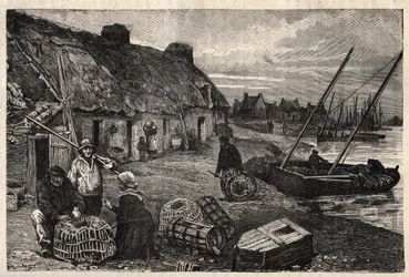 Habitations des Poucheurs a Concarneau - Finistere - Brittany - Engraving from 