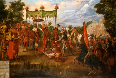 Hernan Cortes Meets Emperor Moctezuma