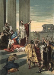 History of Ancient Rome: Lucrece, Brutus and Collatinus. Lucrece (Lucrezia, Lucretia, Roman lady) was the victim of violence by his cousin Sextus Tarquin, the son of Tarquin the Superb. Lucrece sent for her father and husband (Collatinus) and arrived with