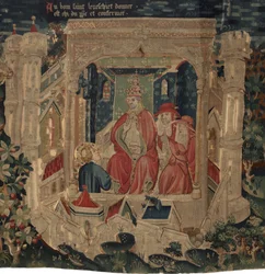 History of Saint Piat and Saint Eleuthère, Scene 9: The Saint Éleuthère is Confirmed by the Pope as the Bishop of Tournai