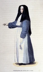 Hospitaller of the Hotel Dieu in Paris (engraving from an album on religious orders, Paris)