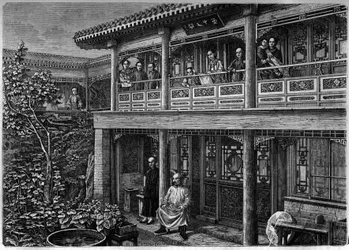 House of a wealthy Chinese merchant; Engraving in The Youth Journal