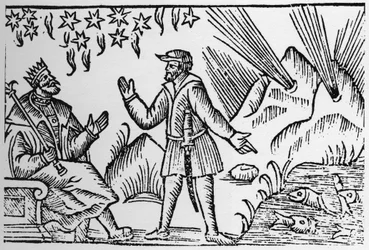 Ichthyomancy: divination by the movement of fish - in "Historia de Gentibus Septentrionalibus" (History of the Peoples of the North) by Olaus Magnus, Rome 1555