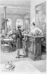 Illustration of “The Red and the Black”. Stendhal. 1831. Engraving from the end of the 19th century.