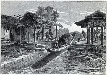 Incline Plane for Boats in Ning-Po, China. Engraving in 