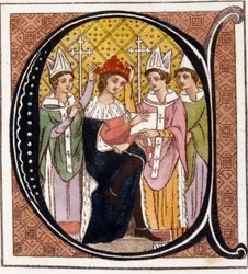 Coronation of Edward I of England (1239-1307) in 1272. 19th-century engraving. Biblioteca Nazionale Braidense, Milan