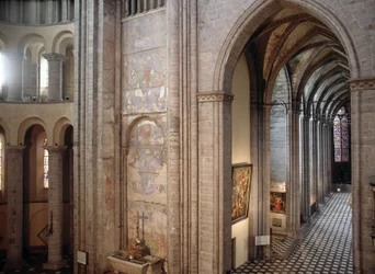 Interior of the Cathedral of Tournai in Belgium