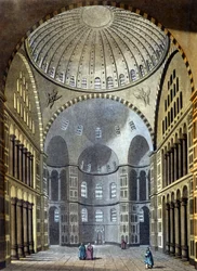 Interior of the Hagia Sophia Mosque in Constantinople - in The old and modern costume by Ferrario, ed. Milan