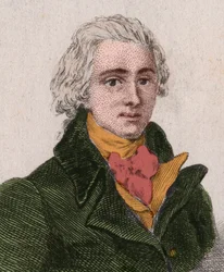 Portrait of Jean-Pierre-Claris de Florian (1755-1794), playwright, novelist, poet, French fabulist. Engraving from 1876.