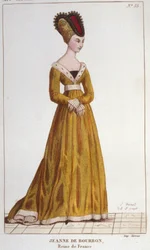Jeanne de Bourbon. Queen of France from 1364 to 1378. Engraving from 1830