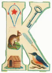 K: Kite, Key, Kangaroo, Knife, Kennel, Kingfisher