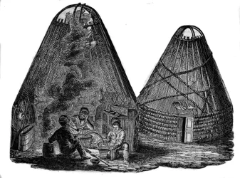 Kalmouks (Western Mongols) in front of their tent