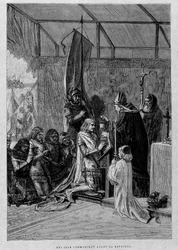 King John communicating before the battle (Poitiers?)