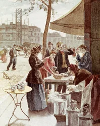 The Milkmaid, 6 am on Sunday morning. Colour engraving 14 July 1895. Paris, Musee Carnavalet