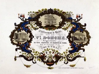 Label for a Winery, Liqueurs and Earthen Coals. Lithography