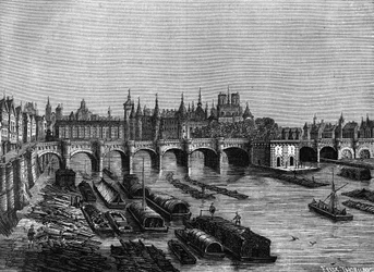 Le pont Neuf à Paris sous Henri III - in Histoire de France by Henri Martin, 19th century