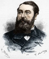 Leo Delibes (1836-1891), French musician and composer. Wood engraving by Charles Baude after Gaston Vuillier in 