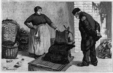Les Chiffonniers: Le Weighing. Engraving in Le Journal de la Jeunesse