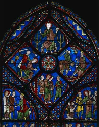 Life of St James the Greater, upper section of the window, stained glass window, Chartres Cathedral