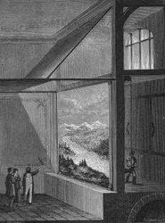 Louis Daguerre Demonstrating the Diorama and the Mode of Change of Painting