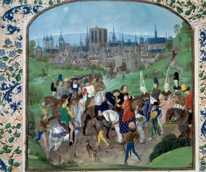 Louis II of Anjou and Yolande of Aragon greet Charles VII