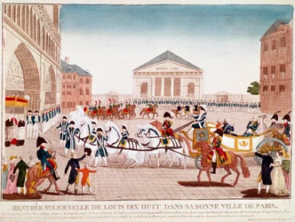 Louis XVIII arriving at Notre Dame, Paris, 3 May 1814