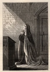 Madame Acarie (1566-1618), known as Marie of the Incarnation - Barbe Jeanne Avrillot Acarie. Engraving in "The Illustrious Women of France" by Oscar Havard - 1886