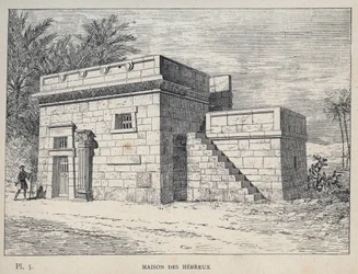 Hebrew Home - engraving of 1889 in Histoire de habitation humaine à l