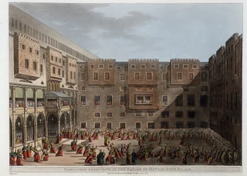 Mamluks practicing in the courtyard of the Palace Mourad Bey - in 