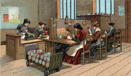 Manufacture of fireworks. Chromolithography of the end of the 19th century