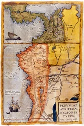 Map of Colombia and Peru. 1590.