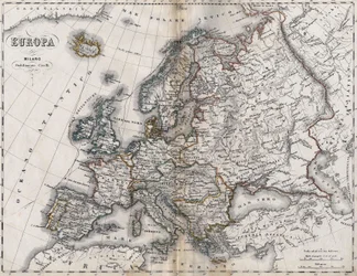 Map of Europe. Second half of the 19th century. Italian Atlas. Stabilimento Civelli. Milan