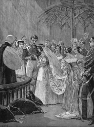 Marriage of Queen Victoria I (1819-1901) and Prince Albert (1819-1861), in the Royal Chapel of Saint James Castle, February 10
