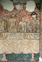 Meal Scene in the Refectory of the Pelerins, (detail)