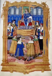 Miniature of the 15th or 16th Century Depicting Louis XI and the Knights of the Order of Saint Michael