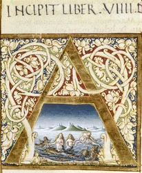 Miniature representing sirens. Lettrine 