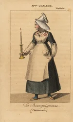 Mlle Fanny Chalboz as La Bourguignonne in the Play Cuisinieres by Nicholas Brazier at the Theatre des Varietes