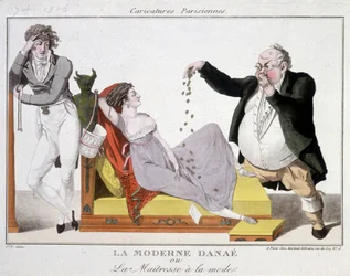 Modern Danaé or the fashionable mairess (prostitution) - caricature