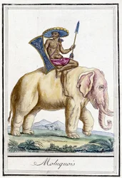 Molucquois man on an elephant (Molucca Islands, Indonesia)