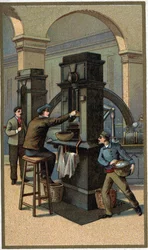 Monetary press Chromolithography of the end of the 19th century
