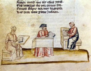 Monks Studying in a Monastery, Miniature Manuscript