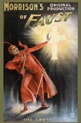 Morrison original production of Faust - the cross! - poster for a play on Faust: 