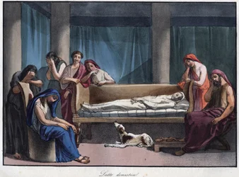 Mourning in a Roman house - engraving from “Usi e Costumi di Tutti i Popoli dell