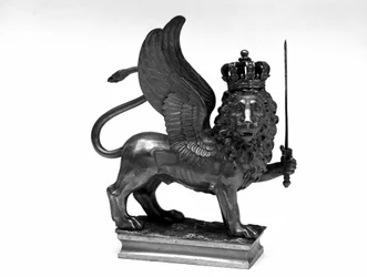 Napoleonic War: flag-bearing stem with the Venice lion used in the Russian campaign. 1812