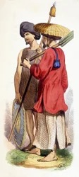 Natural (Vietnamese indigenous) and Cochinese soldier. Vietnam c. 1840