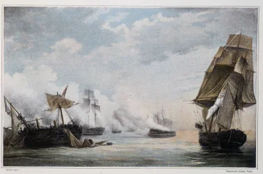 Naval battle between the French ship 