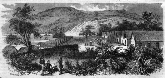New Caledonia - the penitentiary of the island Nou - Engraving of 1870