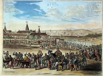 Solemn exit of King Houegbadja in Obamey, 1680