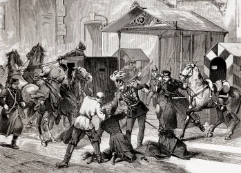 Nihilism in Russia - Attempted assassination against the Aide de Camp, General Loris Melikoff (Loris-Melikoff), outside the door of his hotel in the Great Moskaia in 1880 - The Russian Nihilist movement in the 19th century: assassination attempt on Count L